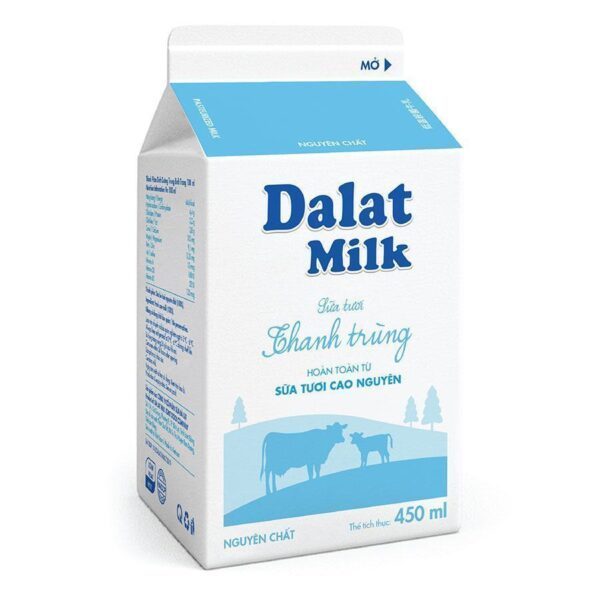 Sữa thanh trùng Dalat Milk không đường 450ml