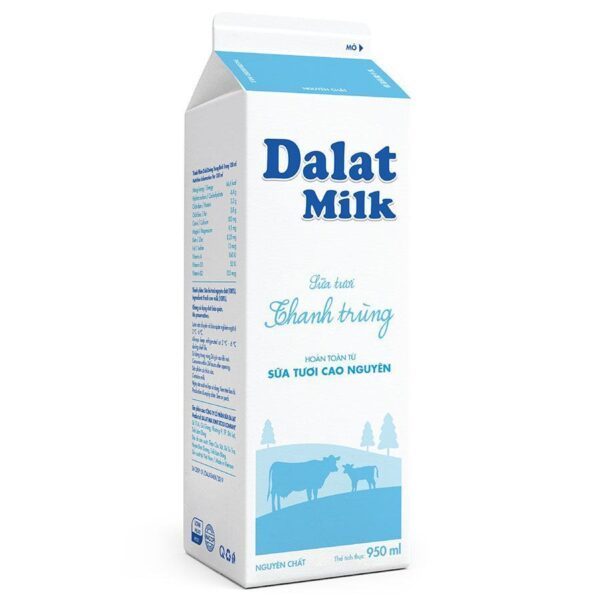Sữa thanh trùng Dalat Milk không đường 950ml