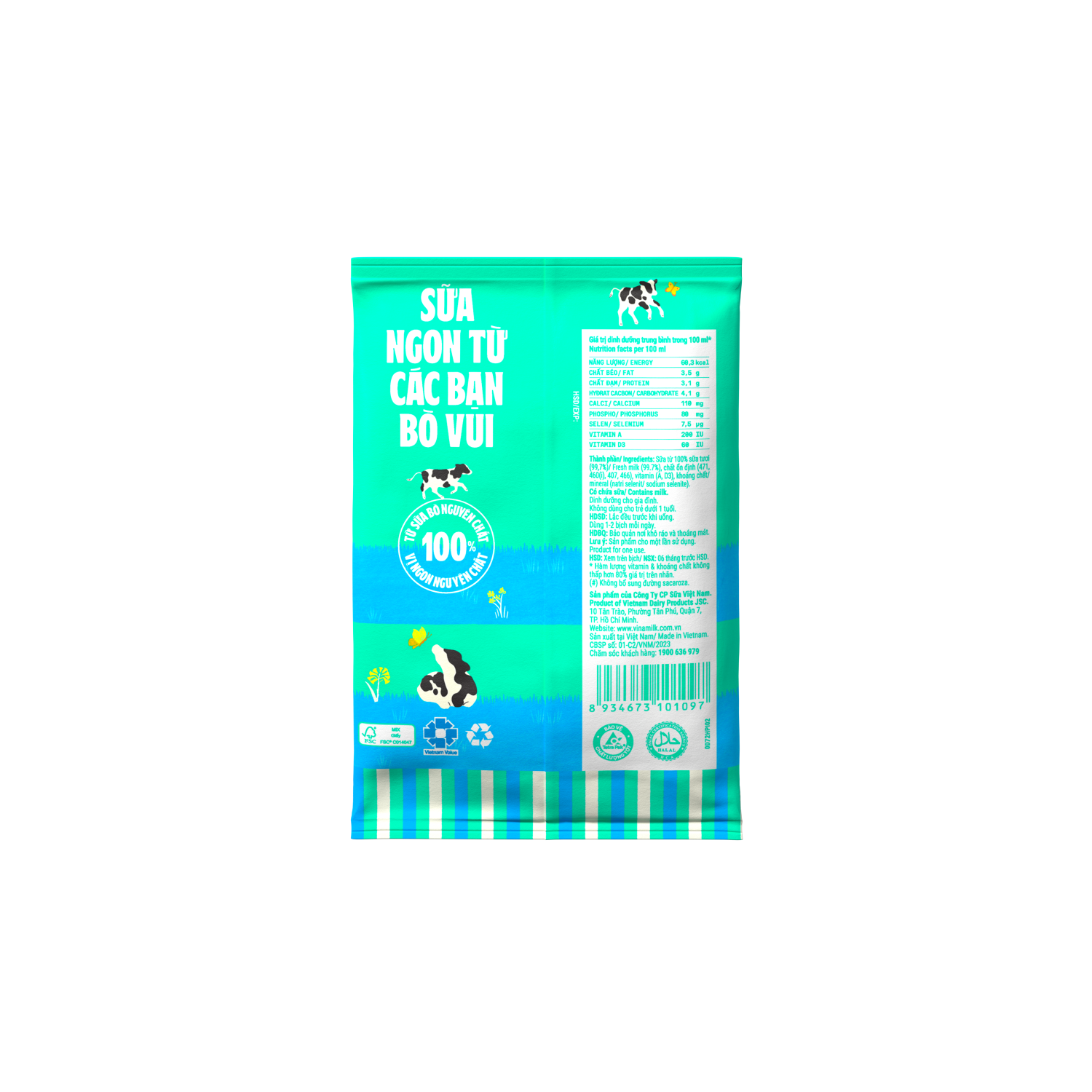 Sữa tươi tiệt trùng 100% không đường 220ml