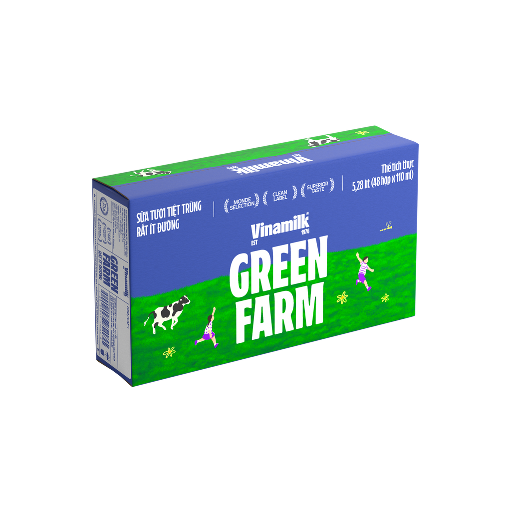 Sữa tươi tiệt trùng Green Farm rất ít đường 110ml: