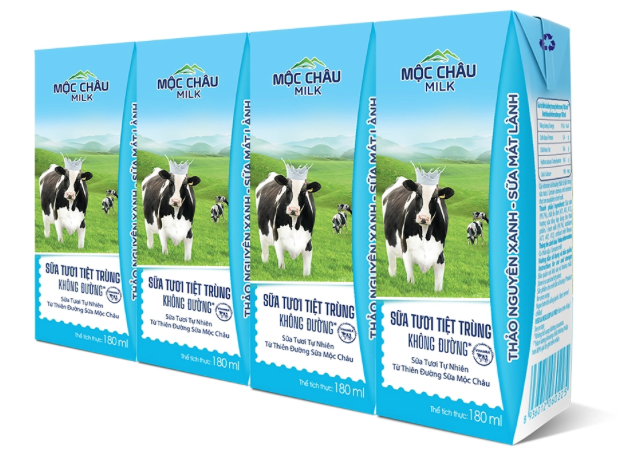 Sữa tươi tiệt trùng không đường 180ml lốc 4 hộp