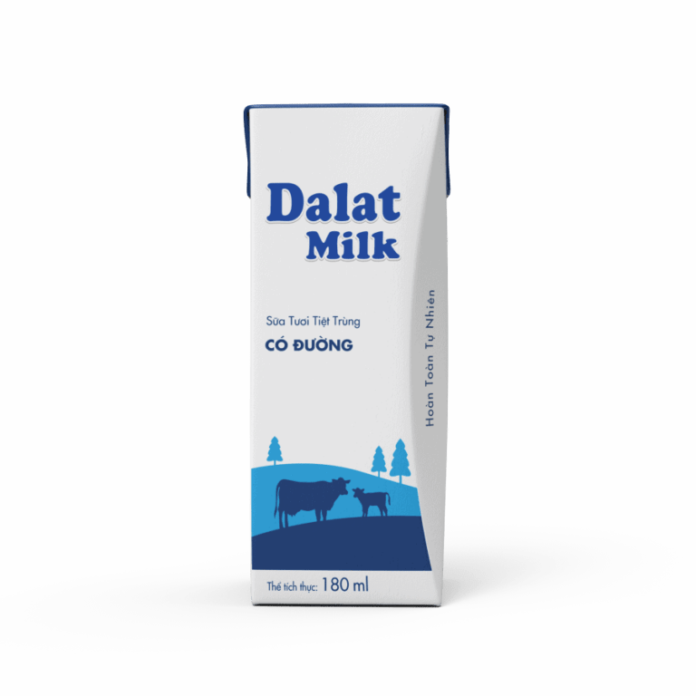 Sữa tiệt trùng Dalat Milk có đường thùng 48 hộp 180ml