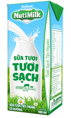 Sữa Tươi Tươi Sạch NutiMilk – Sữa Tươi Tiệt Trùng Có Đường 180ml