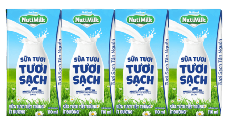 Sữa tươi sạch tiệt trùng Nutimilk, ít đường, 110ml