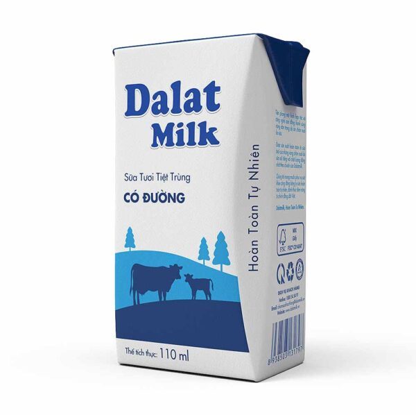 Sữa tươi tiệt trùng Dalat Milk có đường thùng 48 hộp 110ml